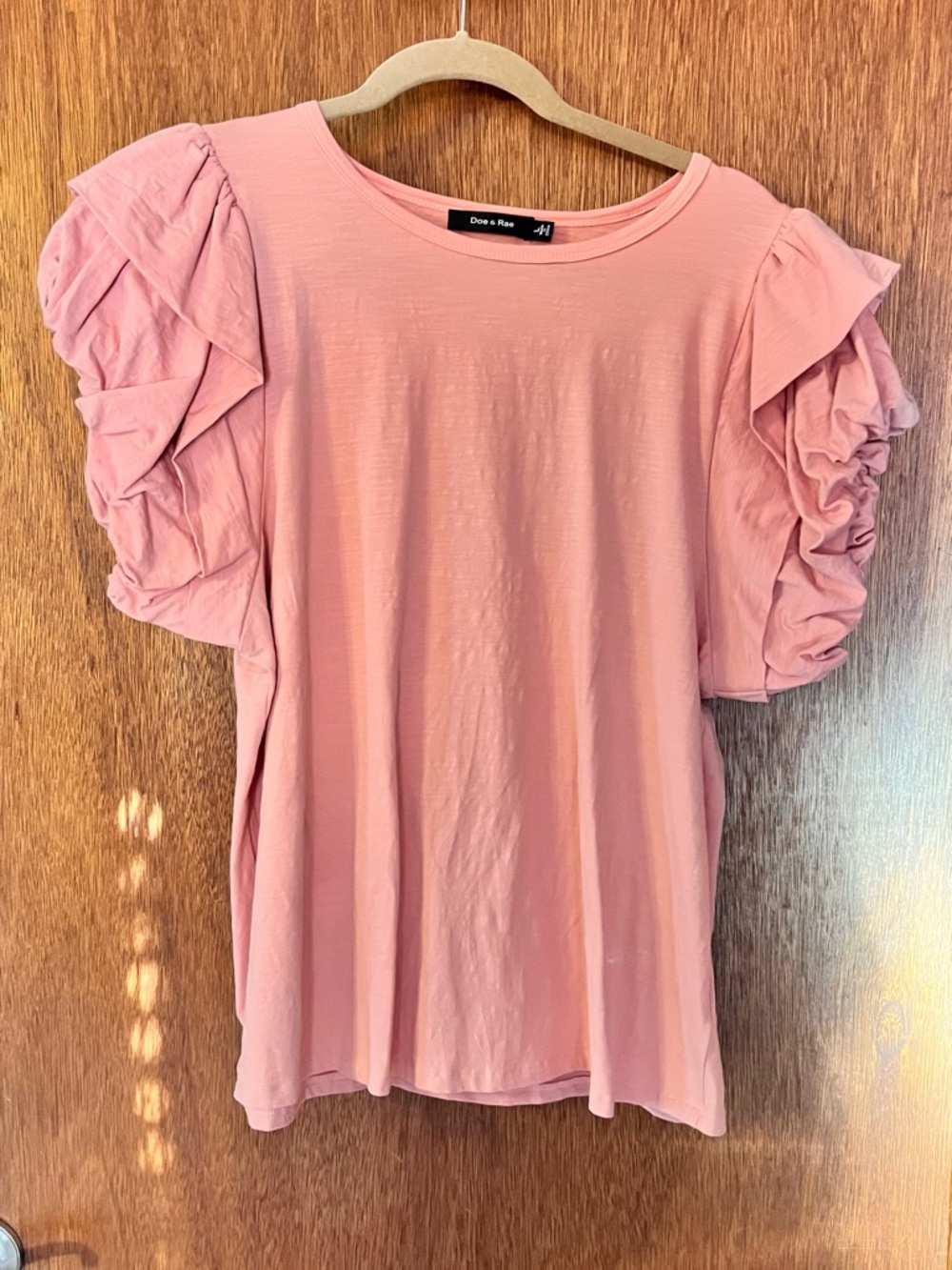 Doe & Rae Dusty Pink Ruffle Sleeve Tee